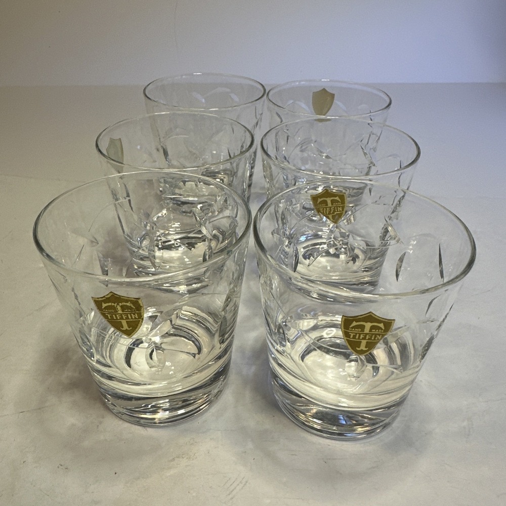 Set of (6) - Tiffin - Rocks Glass‎ Lowball Tumbler Shot Glass - 3.5" Tall